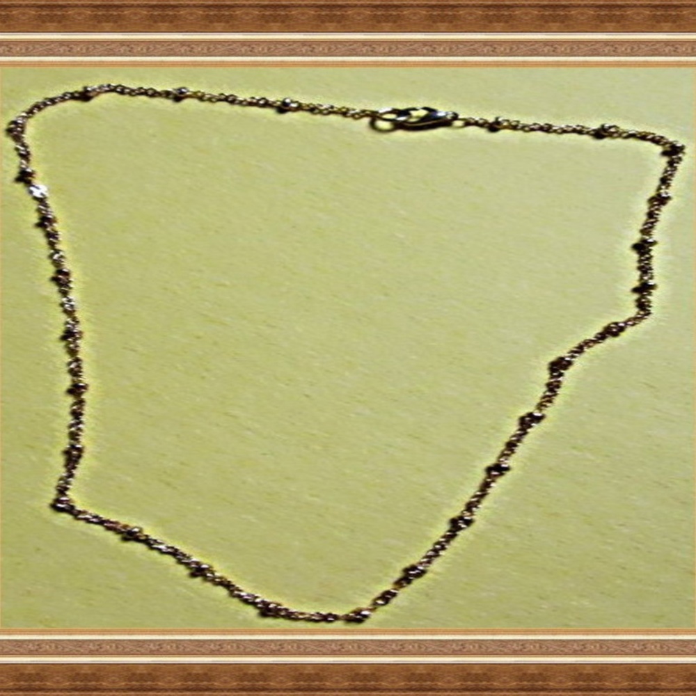 Gold Tone Thin Chain Necklace With Gold Tone Balls